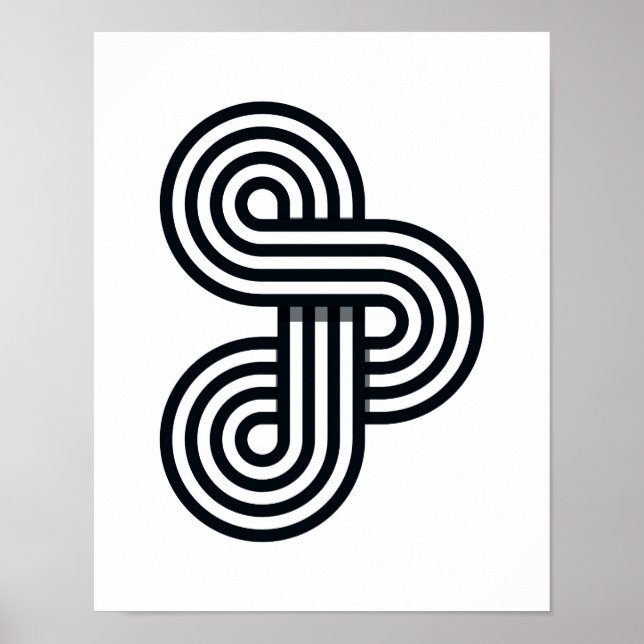 Poster Lignes parallèles Art Print - Ligne noire et blanc (Devant)