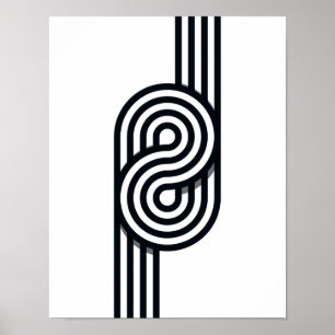 Poster Lignes parallèles Art Print - Ligne noire et blanc