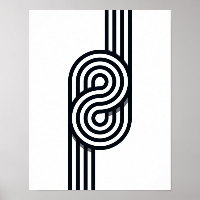 Poster Lignes parallèles Art Print - Ligne noire et blanc (Devant)