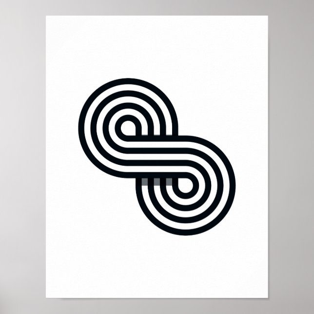 Poster Lignes parallèles Art Print - Ligne noire et blanc (Devant)