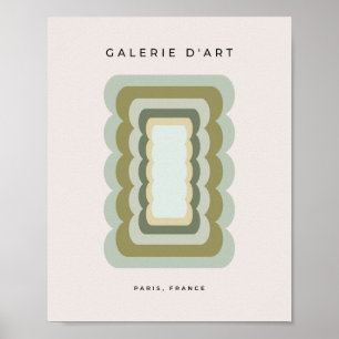 Poster Lignes vintages Vastes Sage Vert Et Beige