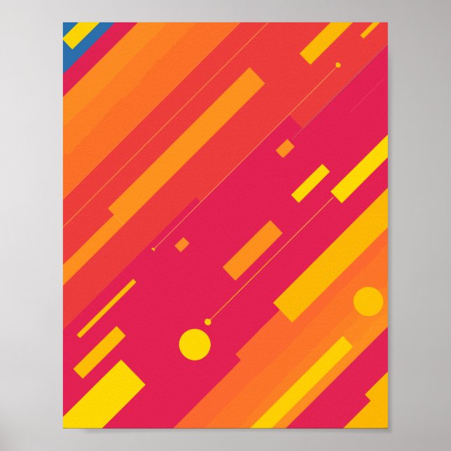 Poster Lignes vives en gras rose, jaune et orange (Devant)
