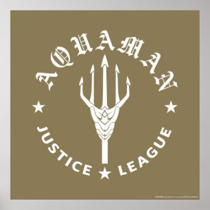 Poster Ligue de Justice Aquaman Retro Trident Emblem