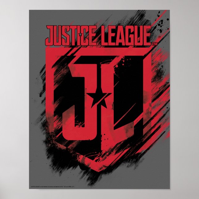 Poster Ligue de Justice | Bouclier JL de peinture brossé (Devant)