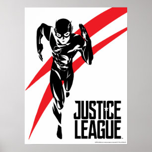 Poster Ligue de Justice   Flash Running Noir Pop Art
