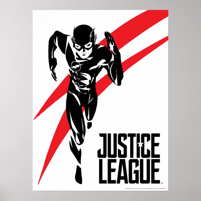 Poster Ligue de Justice | Flash Running Noir Pop Art (Devant)