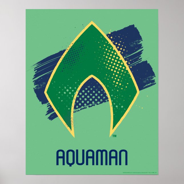 Poster Ligue de Justice | Symbole Aquaman à demi-teintes  (Devant)