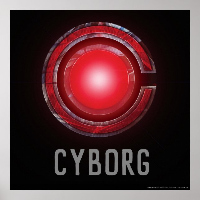 Poster Ligue de Justice | Symbole Cyborg brillant (Devant)