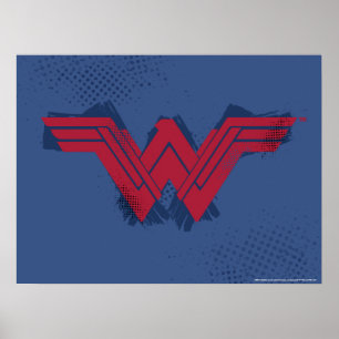 Poster Ligue de Justice Symbole de femme Wonder brossé