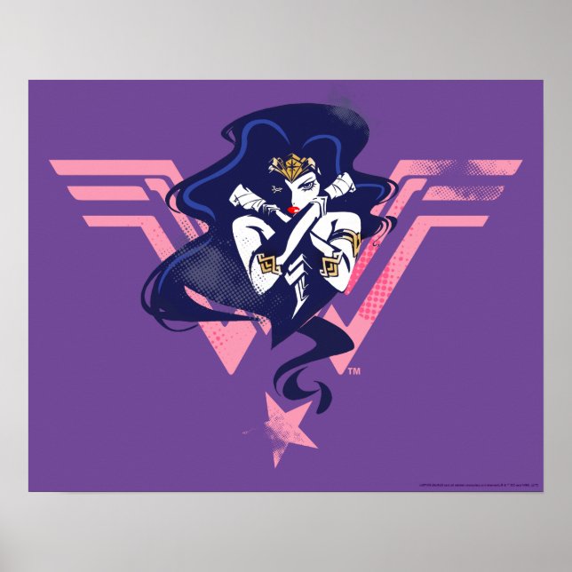 Poster Ligue de Justice | Wonder Woman & Symbol Pop Art (Devant)