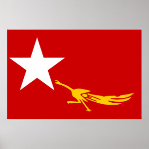 Poster Ligue nationale pour la démocratie, drapeau de