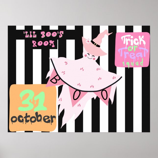 Poster Lil Boo' Kids Room Ghost Pastel Halloween Décor (Devant)