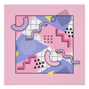 Poster Lilac rose actif des années 80 Memphis