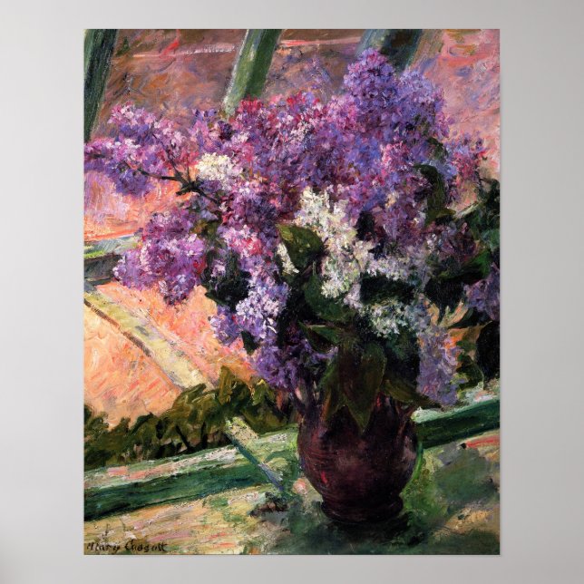 Poster Lilacs dans une fenêtre par Mary Cassatt (Devant)
