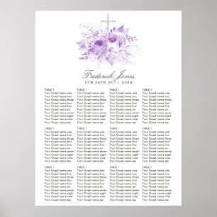 Poster Lilas et argent floral baptême