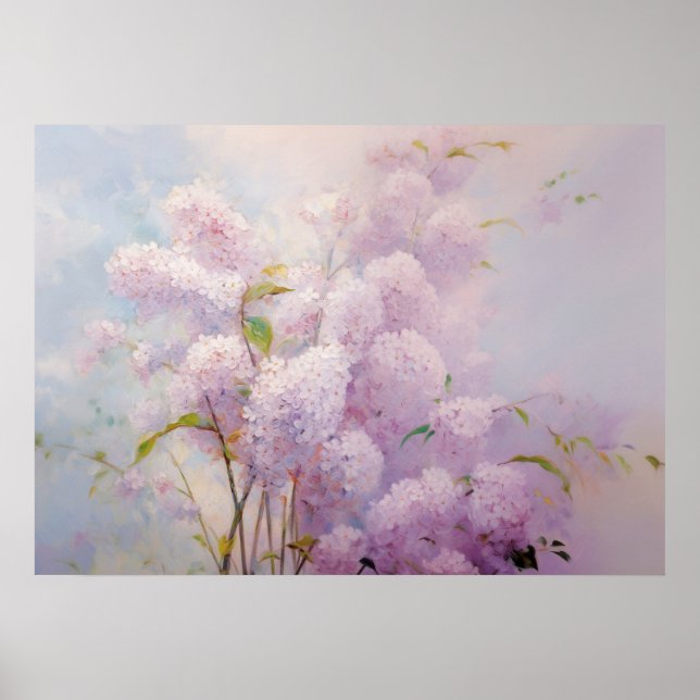 Poster Lilas Rose Romantique Fleurs de Jardin de Cottage  (Devant)