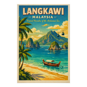 Poster L'île de Langkawi, Malaisie, dans un style rétro v