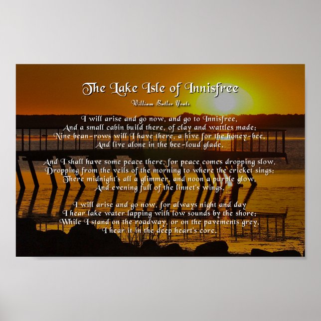 Poster L'île du lac d'Innisfree, Yeats (Devant)