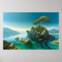 L'île rocheuse sur le lac