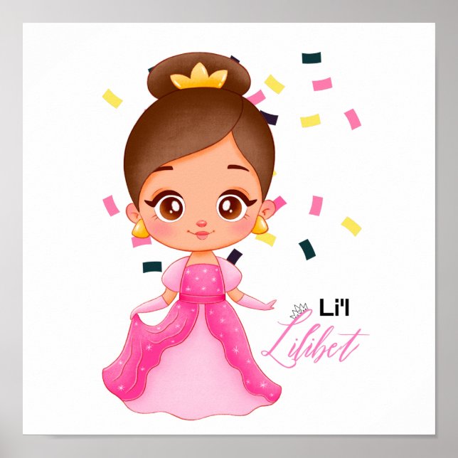 Poster Lilibet Nommé Cadeaux Princesse Rose pour Filles (Devant)