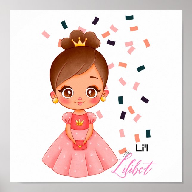 Poster Lilibet Nommé Peach Princess Dons pour filles (Devant)