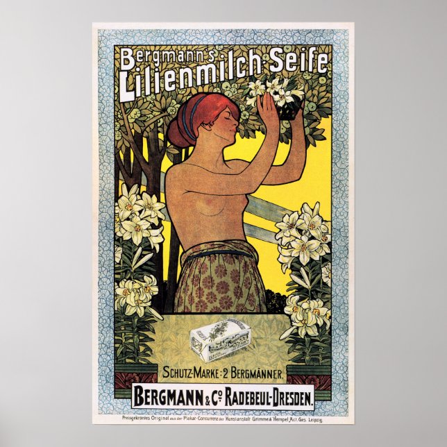 Poster LILIENMILCH SEIFE Lait Savon et publicité Vintage (Devant)