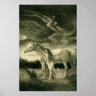 Poster Lilith avec cheval blanc