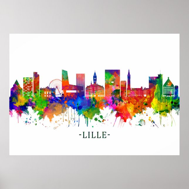 Poster Lille France Skyline (Devant)