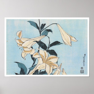 Poster Lillies, Hokusai, 1832