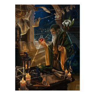 Poster L'illustration de la carte de l'Hermite - art alch