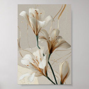 Poster Lily Blanc Or Minimaliste Élégant Neutre