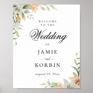 Poster Lily botanique moderne Mariage floral Bienvenue