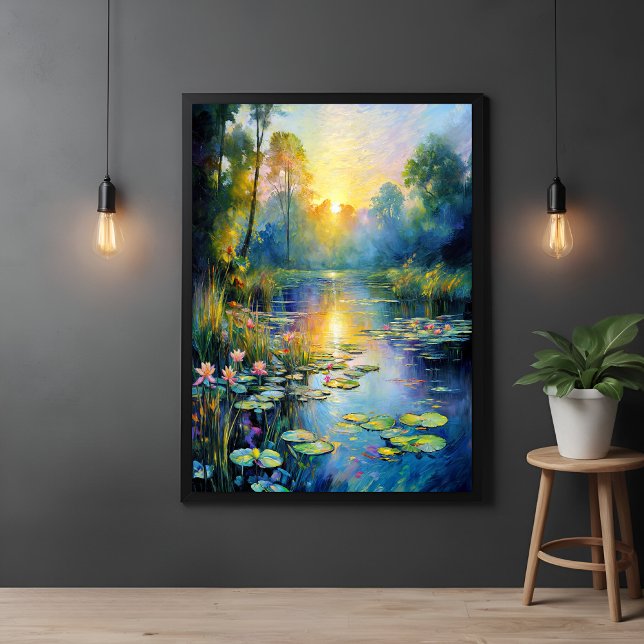 Poster Lily Pond inspiré par Monet à Sunrise Impressionni (Créateur téléchargé)