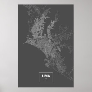 Poster Lima, Pérou (blanc sur noir)