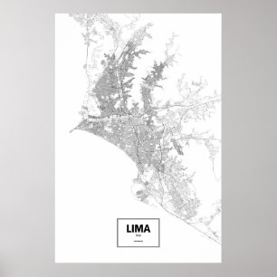 Poster Lima, Pérou (noir sur blanc)
