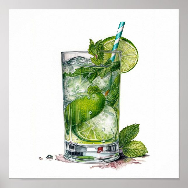 Poster Lime Et Cocktail De Glace Art (Devant)
