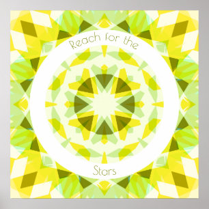 Poster Lime jaune Green Reach for the Stars Motivational