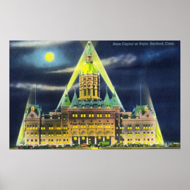 Poster L'immeuble du Capitole de l'État la nuit (Devant)