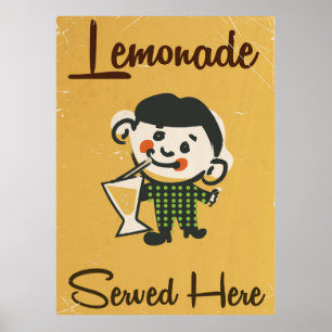 Poster Limonade servie ici publicité vintage de boissons