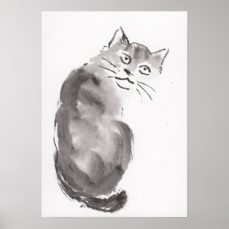 Poster Lin Li(LinLi888) Art Print Sumi-E Cat 21012901