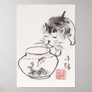 Poster Lin Li's Art Print: Cat and Godfish