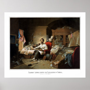 Poster Lincoln Écrivant La Proclamation D'Émancipation
