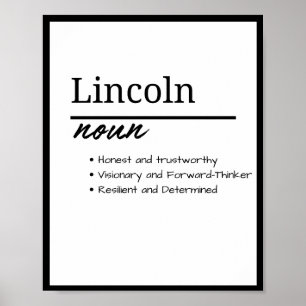 Poster Lincoln, Garçon Personnalisé Nom Définition