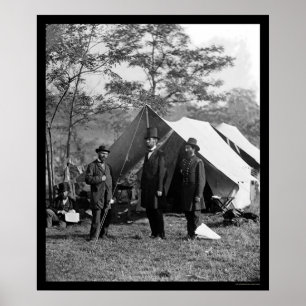 Poster Lincoln, Pinkerton et McClernand à Antietam 1862