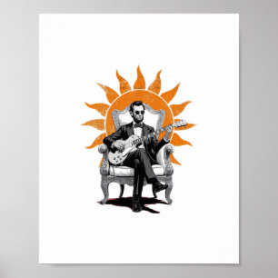 Poster Lincoln Unplugged – Guitare drôle d'Abraham Lincol