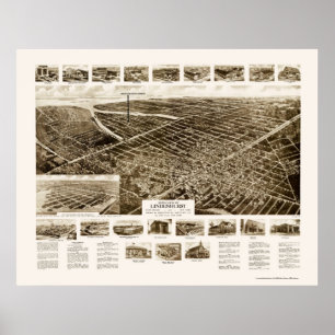 Poster Lindenhurst, carte panoramique de NY - 1926