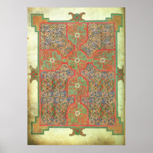 Poster Lindisfarne Evangiles page de tapis A.D. 698