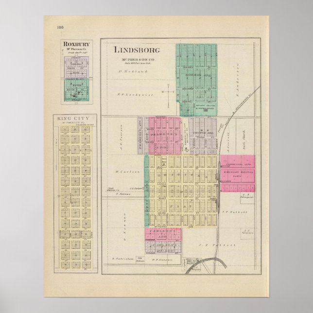 Poster Lindsborg, King City, Roxbury, Kansas (Devant)