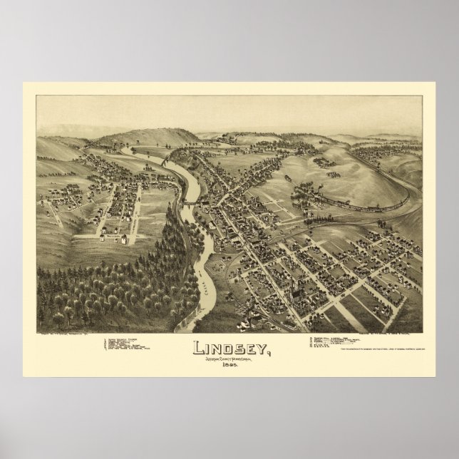 Poster Lindsey, PA Carte panoramique - 1895 (Devant)
