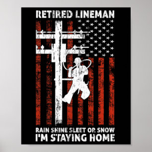 Poster Lineman Retraite 4 juillet drôle Novelty Man W